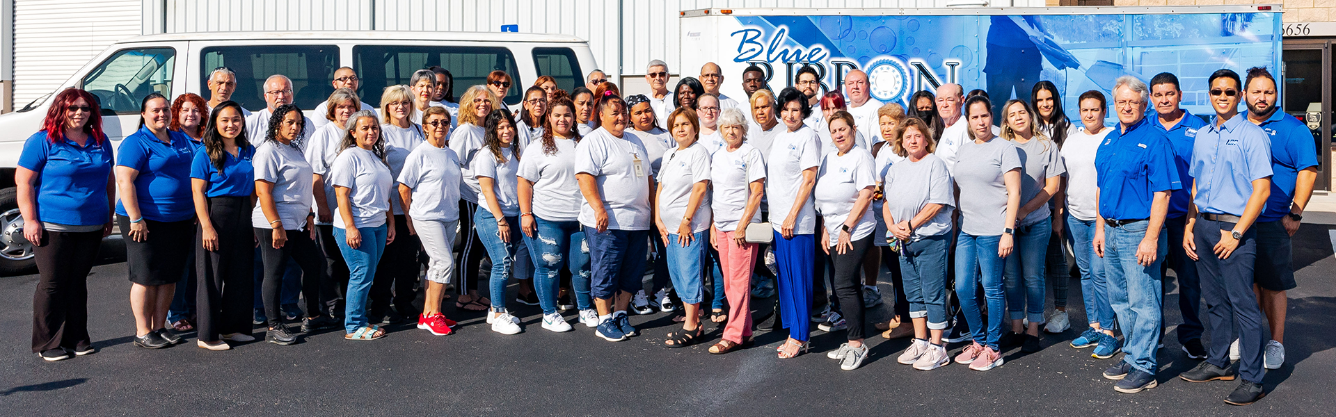 Blue ribbon group photo